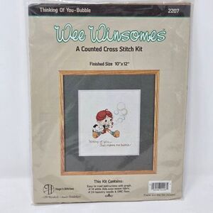 DMC WEE WINSOMES COUNTED CROSS STITCH KIT 10" X 12" THINKING OF YOU BUBBLE 2207